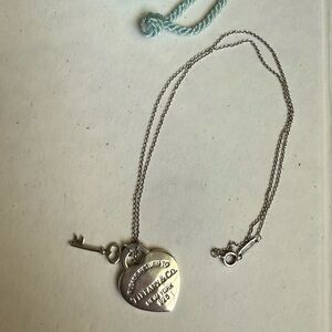 Tiffany & Co. Silver Heart and Key Necklace